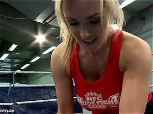 Tanya Tate with warm stunner fighting in the ring